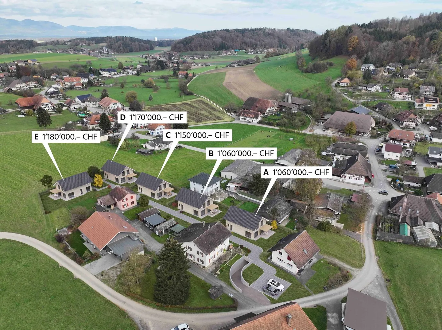 Nuova costruzione di 5 case unifamiliari con 2 posti auto ciascuno da 1.060.000 CHF - Foto 1 di 9