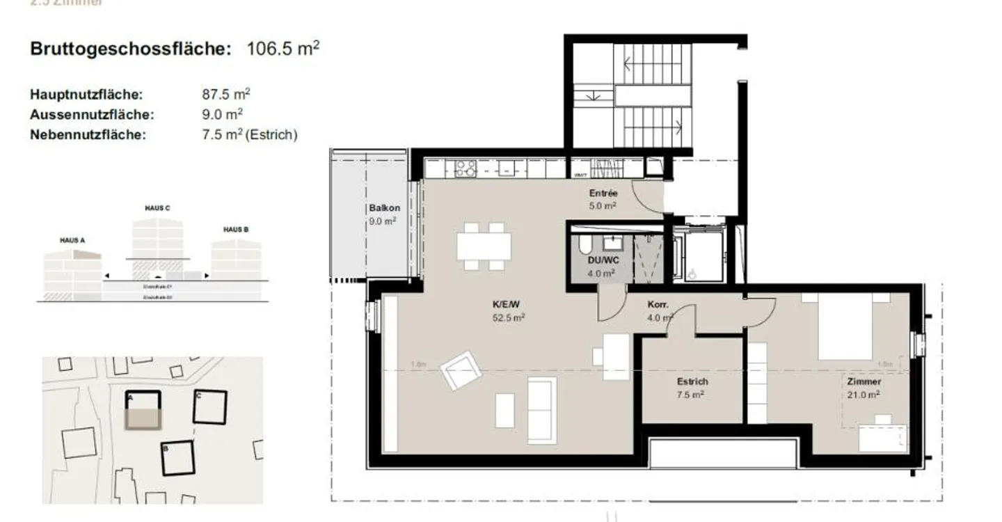 Modernes 3.5-Zimmer-Apartment in Bürchen - Foto 11 von 11
