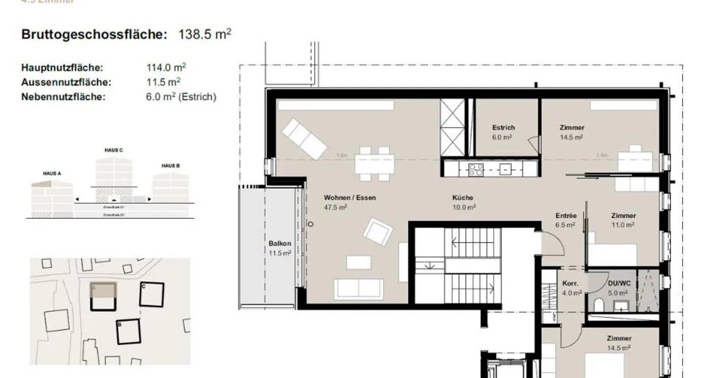 Appartamento attico di 4,5 stanze in affitto (prima occupazione): nuova costruzione a Bürchen - Foto 10 di 10