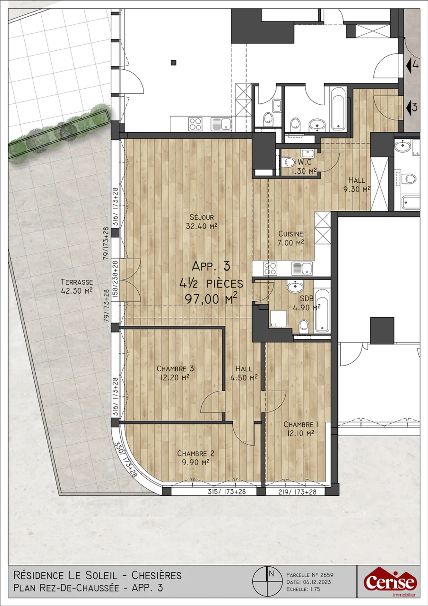 25 13 Bright 4.5-room apartment with terrace in Chesières in the PPE Soleil - Photo 2 of 8