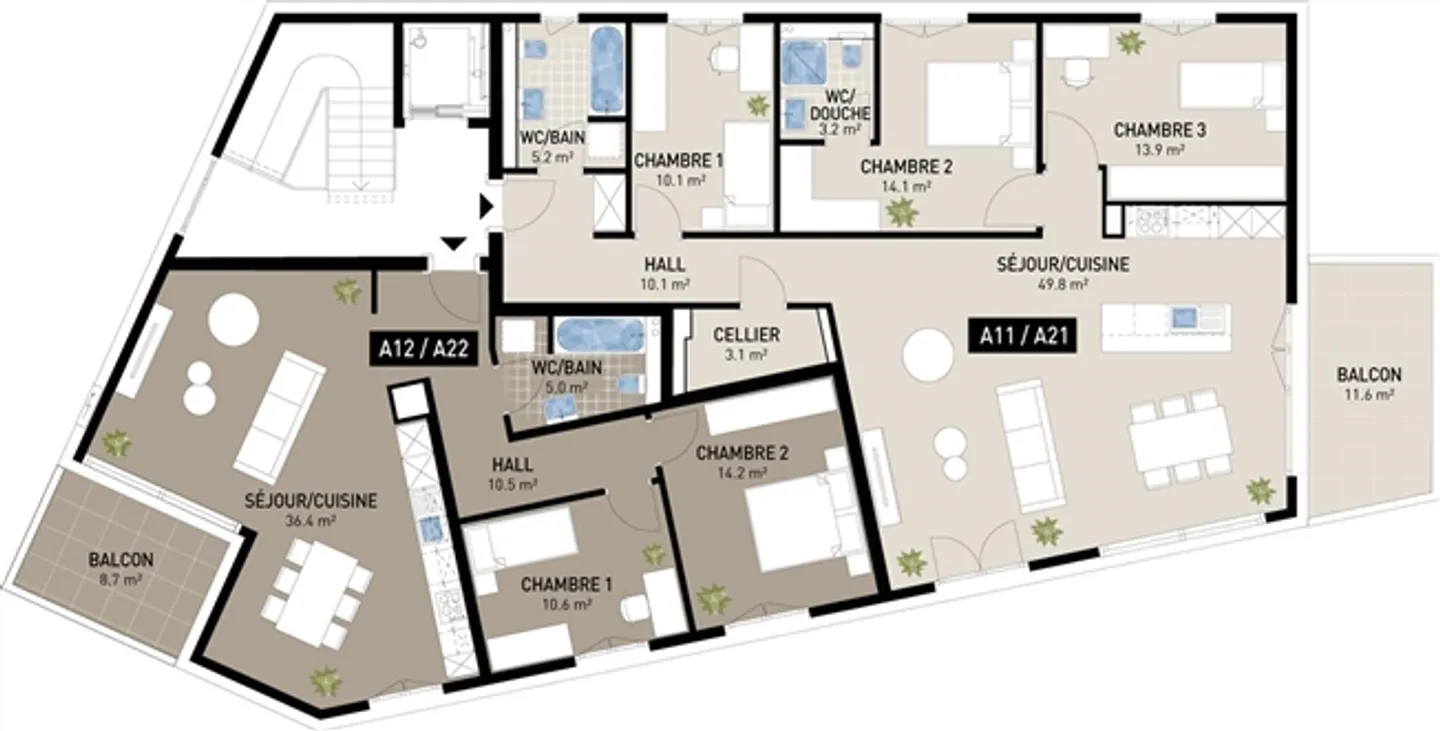 Beautiful 4.5-room apartment with balcony in Attalens - Photo 3 of 9