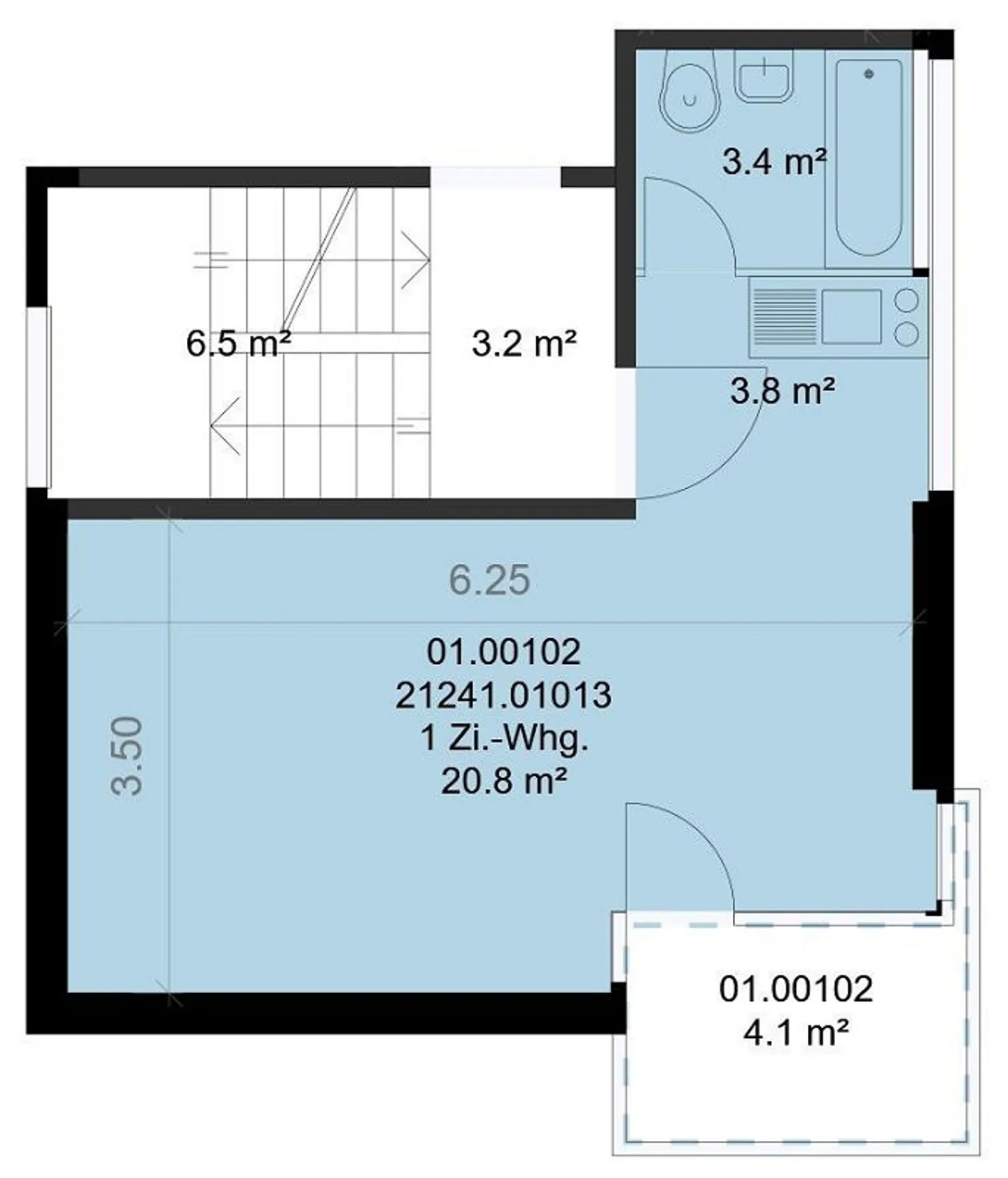 Appartamento 1 stanza di 28 m² all'ultimo piano con balcone - Foto 7 di 7