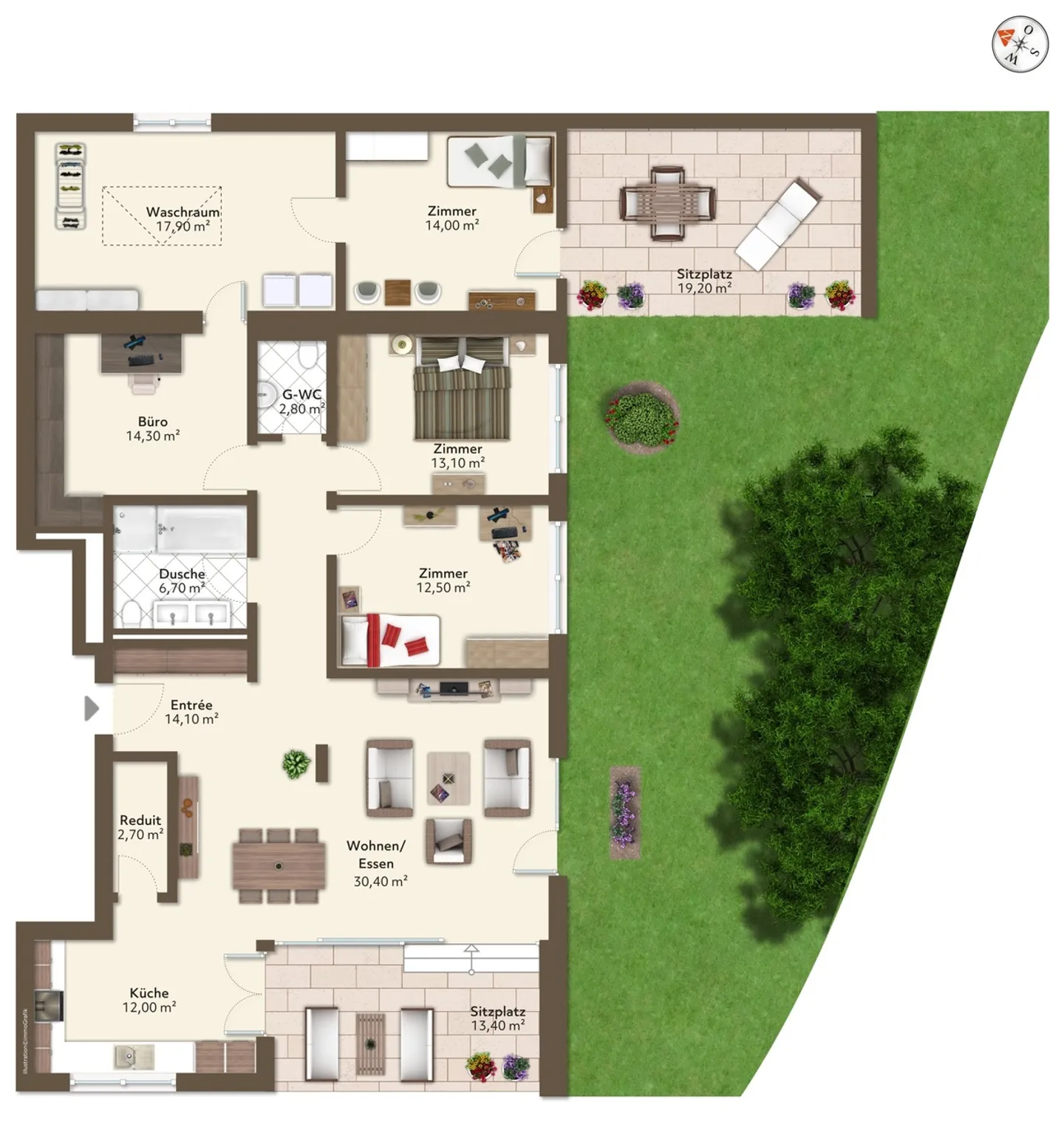 «Helle 4½-Zi-Gartenwohnung mit Carport und Garten» - Foto 12 von 13