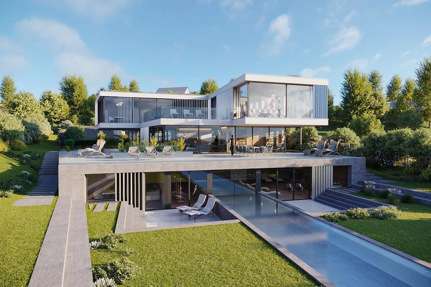 Villa neuve exclusive au bord du lac de Lucerne avec un garage à bateaux privé - Photo 1 sur 4