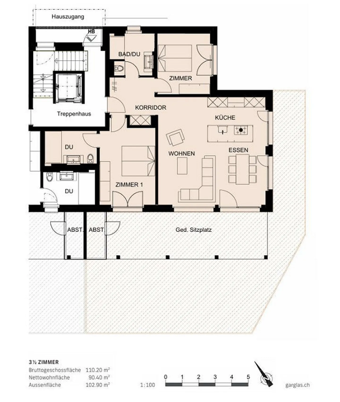 3.5 Zimmer Wohnung - Foto 8 von 8