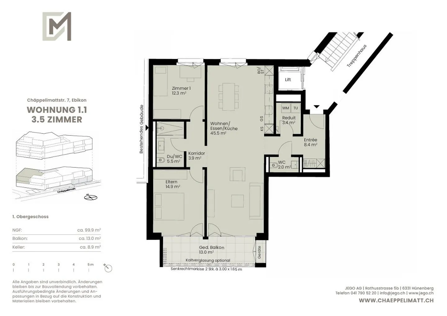 *NOUVEAU* appartement moderne de 3 ½ pièces à Ebikon - Photo 4 sur 6