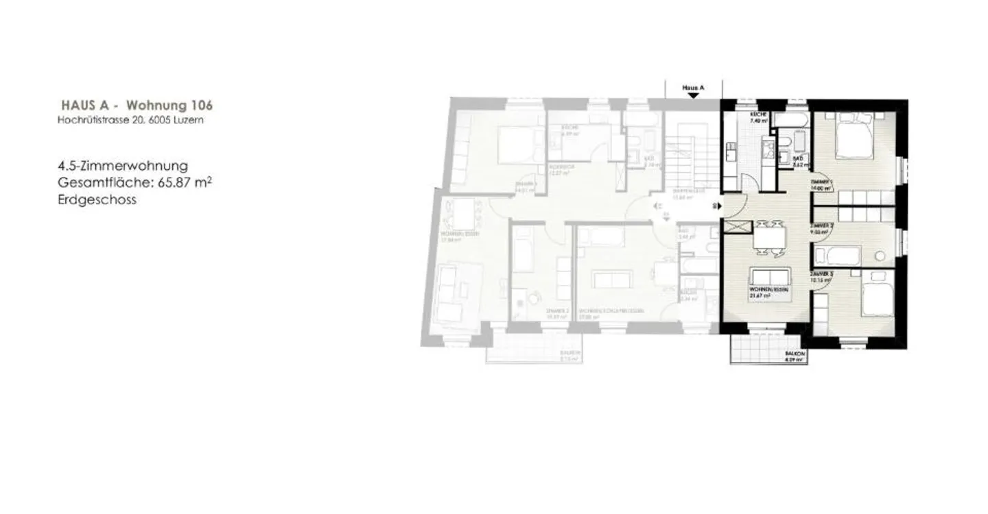 Exklusive 4.5-Zimmer-Wohnung mit Balkon, Luzern - Photo 6 sur 8