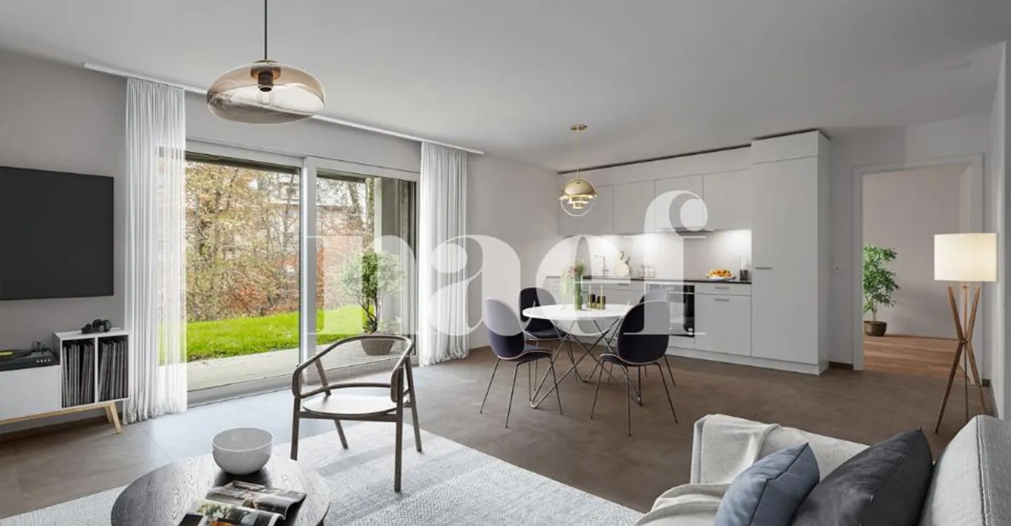 Appartamento nuovo di 3,5 locali al piano terra con terrazza e giardino in vendita a St-Aubin - Foto 1 di 6