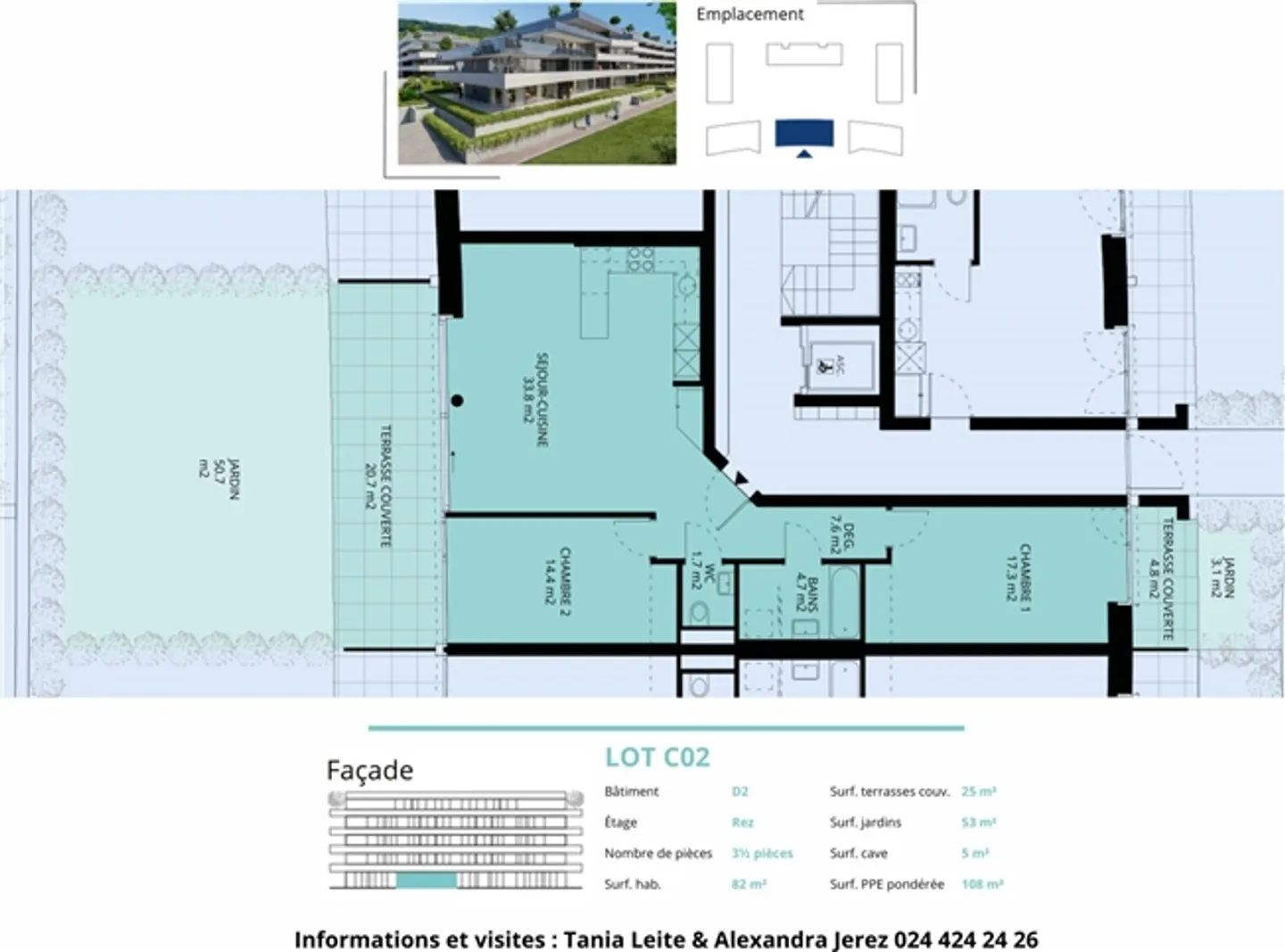 Magnifique appartement de 3.5 pièces avec terrasses couvertes, jardins et vue la - Photo 13 sur 13