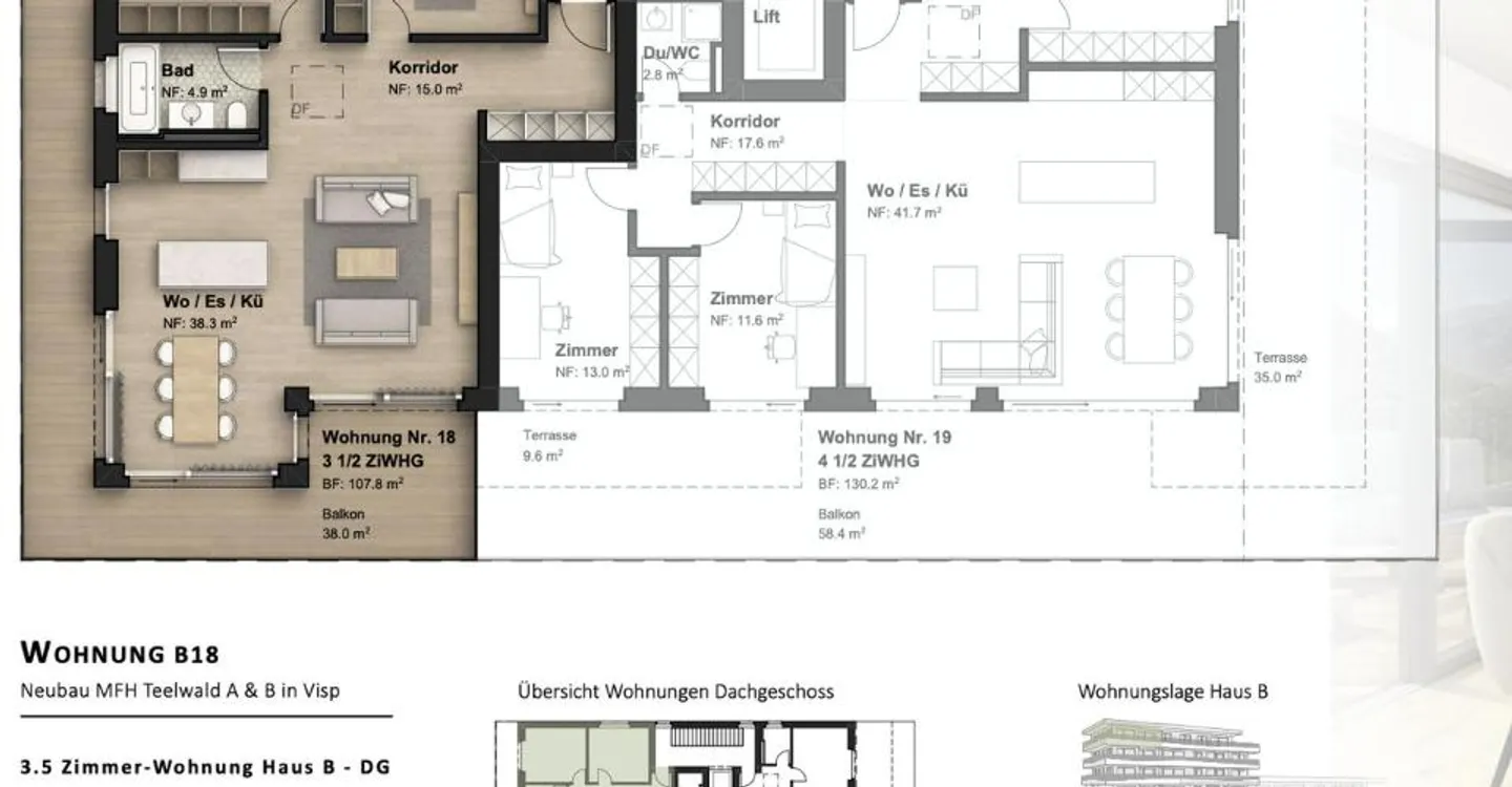 Modernes 3,5-Zimmer-Apartment in Visp - Foto 9 von 10