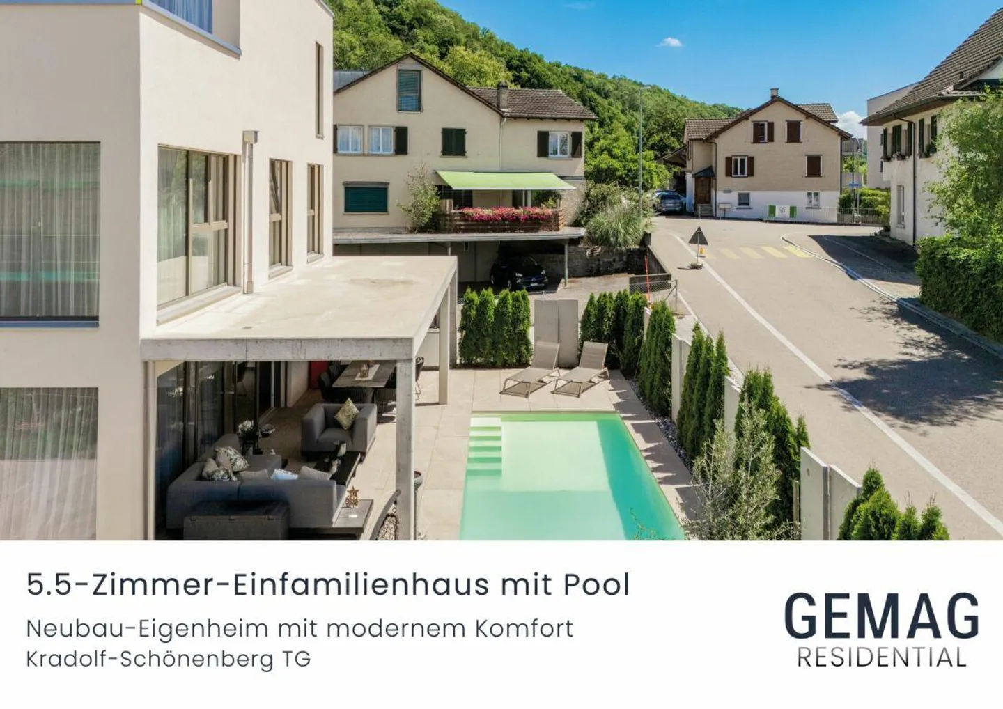 Design trifft Wohnkomfort - 5.5-Zimmer-Einfamilienhaus mit hochwertigem Ausbau und Aussenpool - Foto 1 von 18