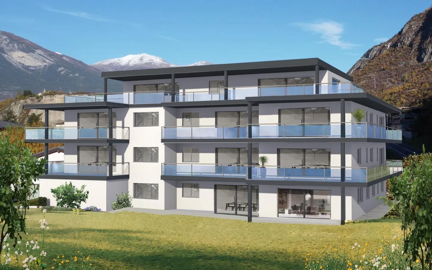 ZU VERKAUFEN 3.5 ZIMMER WOHNUNG MIT RASEN IN CHIPPIS - Foto 1 von 4