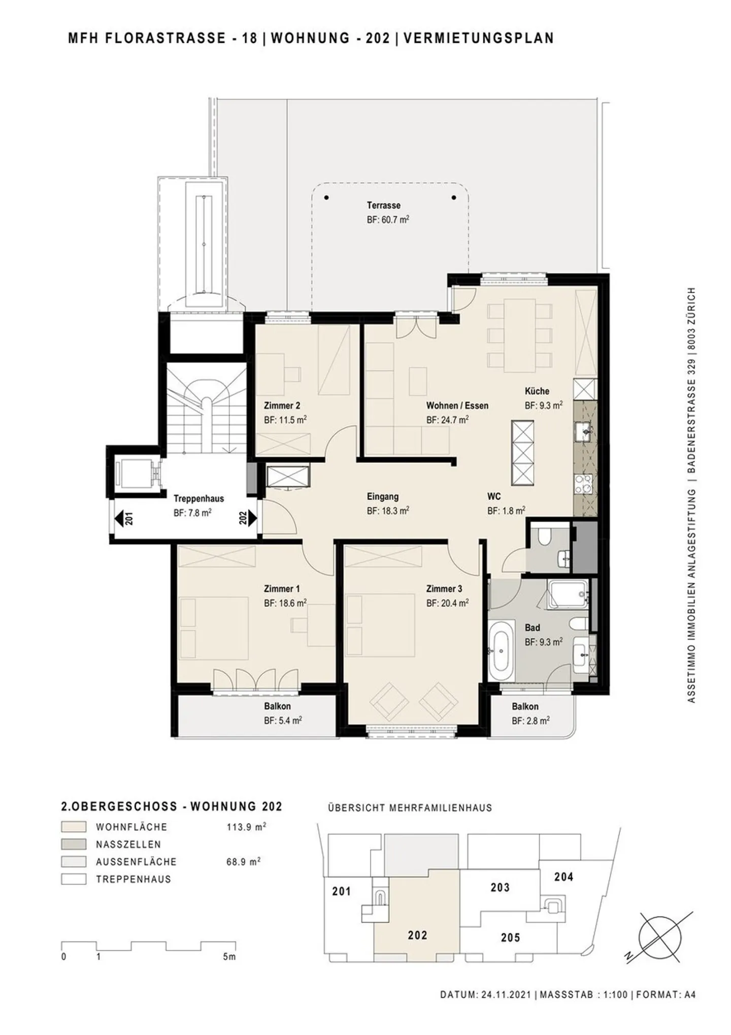 4.5-ZW mit Terrasse und zwei Balkonen im Zentrum von Biel - Foto 3 von 6