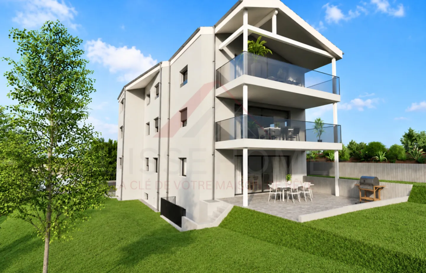 Wunderschöne neue 4,5-Zimmer-Wohnung mit großem nach Süden ausgerichteten Balkon in Farvagny-le-Grand - Foto 1 von 8