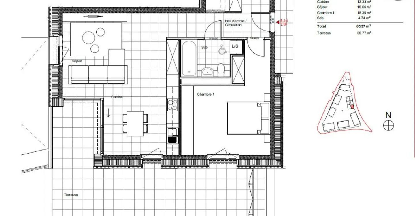 2-Zimmer-Wohnung in Romont mit großer Terrasse von 40m² - Foto 9 von 10