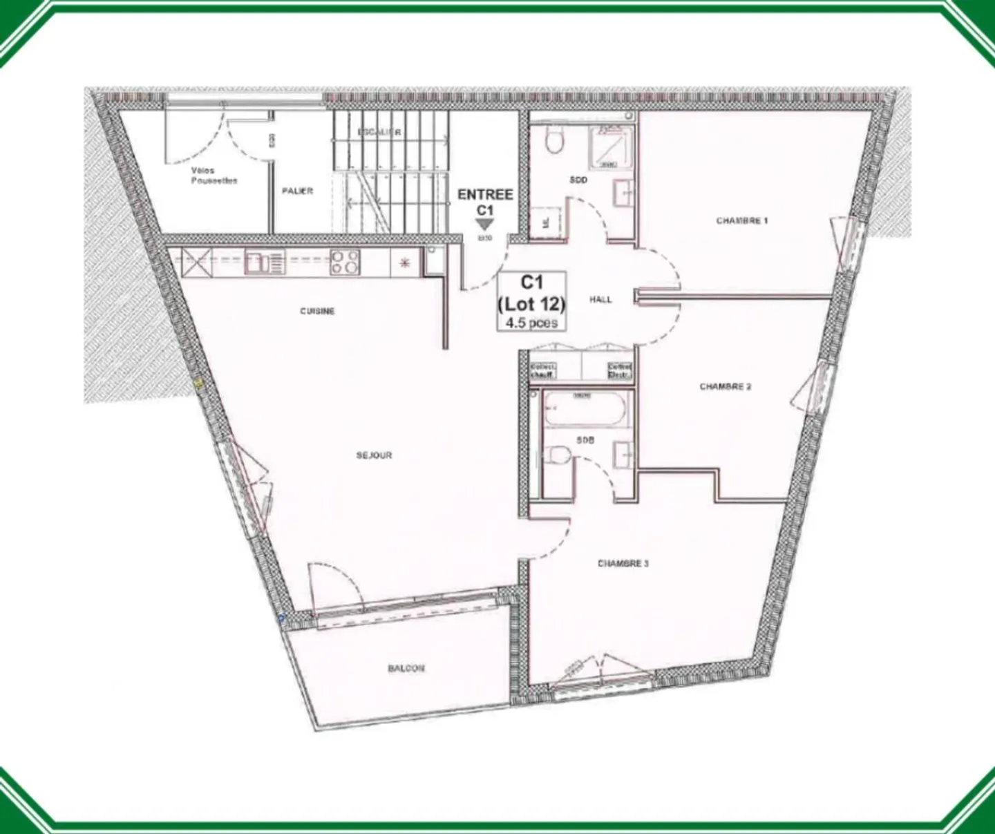 Last lot 4.5 rooms, south facing.<br />Finishes at the buyer's discretion! - Photo 3 of 4