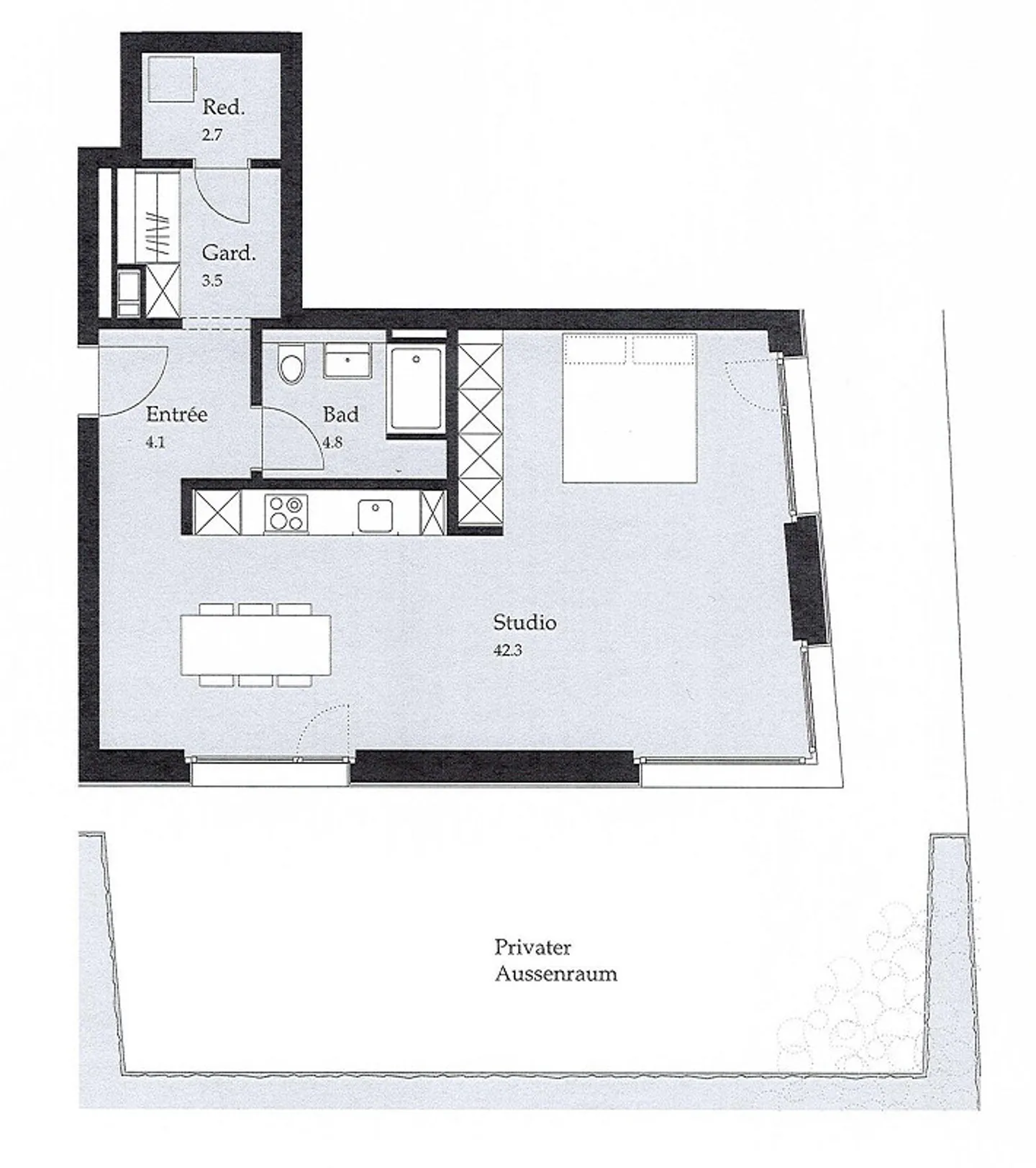 Appartement de 1,5 pièce de haute qualité avec jardin - Photo 7 sur 7