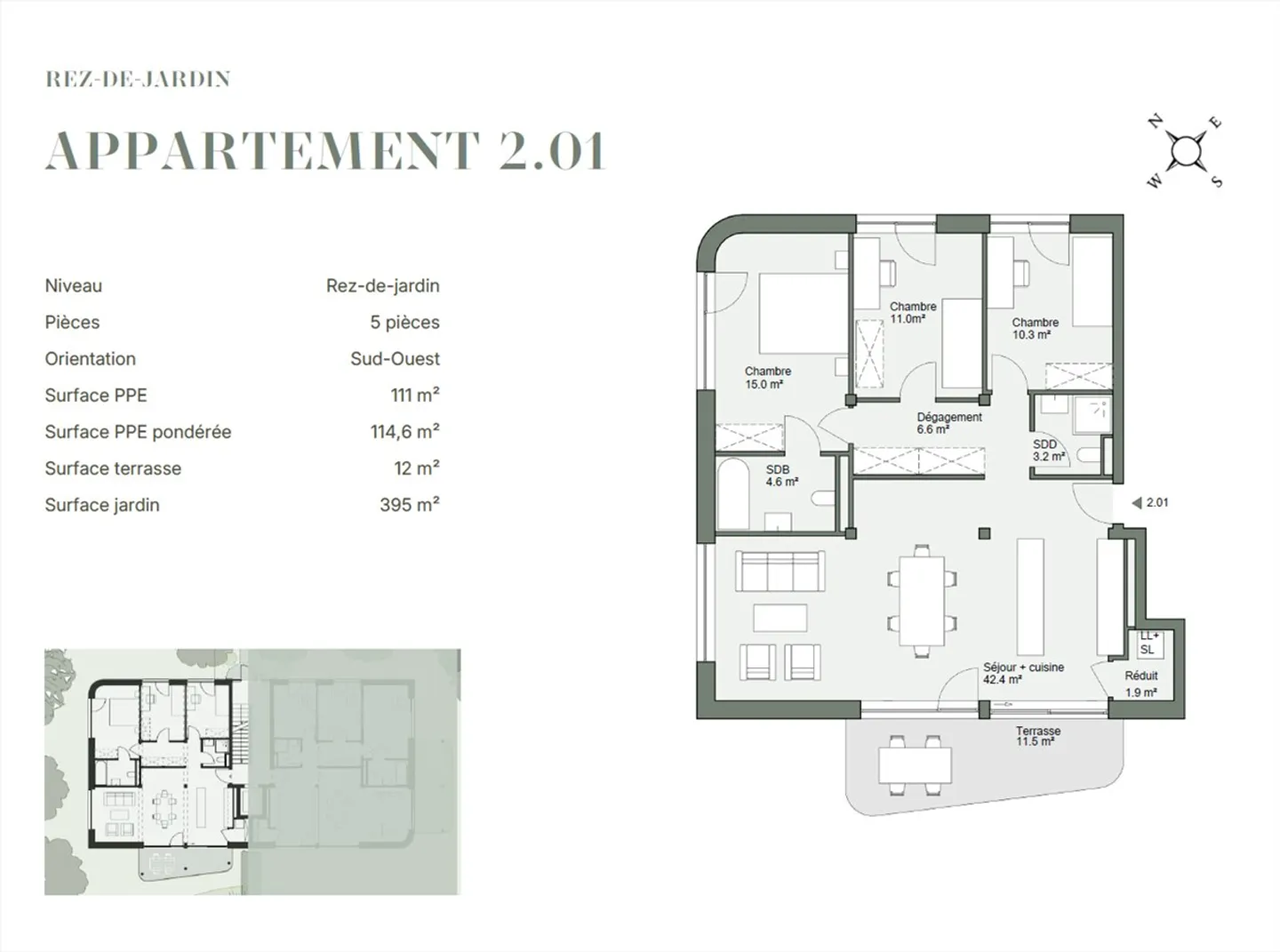 Appartement 5 pièces avec jardin - Photo 5 sur 6
