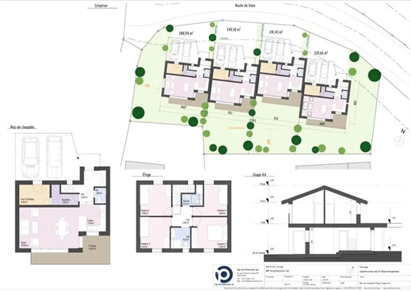 «NEUBAUPROJEKT, Moderne Doppelhaushälften, 4,5 und 5,5 Zimmer, Terrasse, Garten und 2 überdachte Parkplätze + 1 Außenstellplatz in Conthey» - Foto 2 von 4