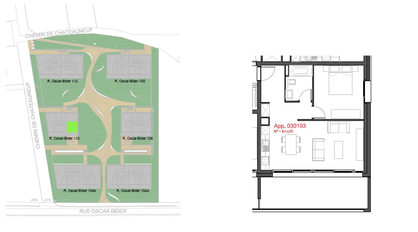 Appartement moderne 2.5 pièces - Photo 2 sur 3