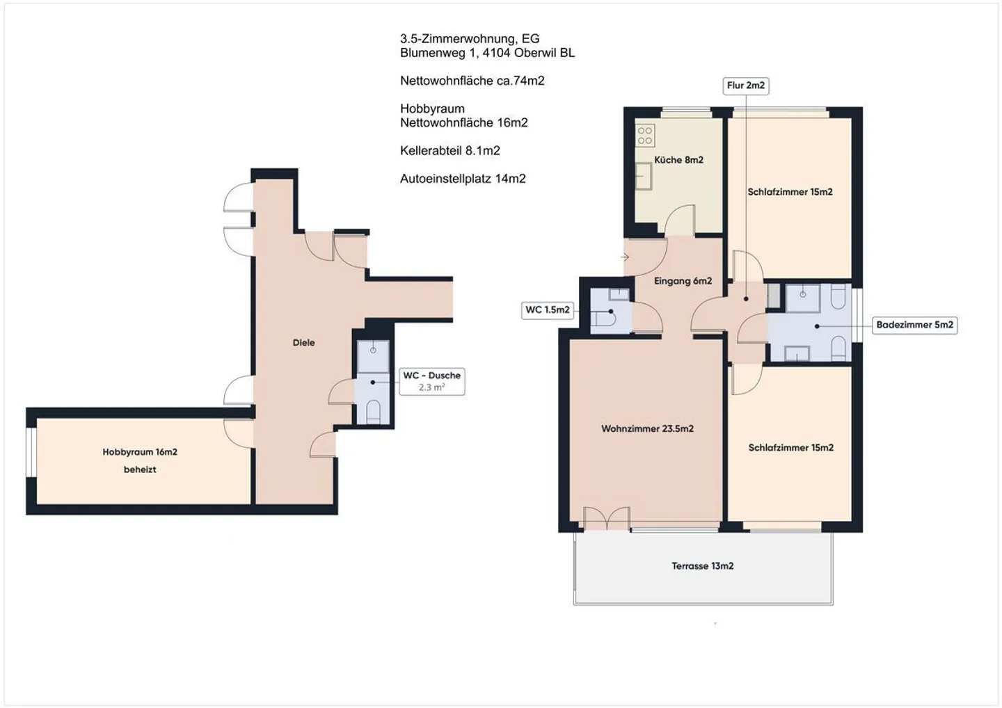 Appartement attrayant de 3,5 pièces au rez-de-chaussée avec patio, grand jardin commun, salle de loisirs et place de parking souterrain - Photo 10 sur 13
