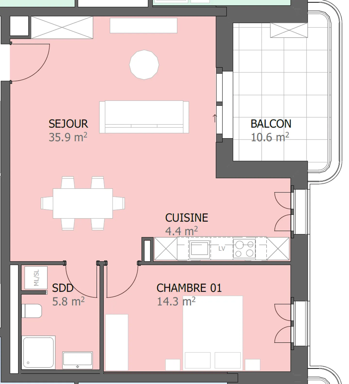 Prairie 5 - 2,5-Zimmer-Wohnung im 1. Stock - Foto 6 von 7