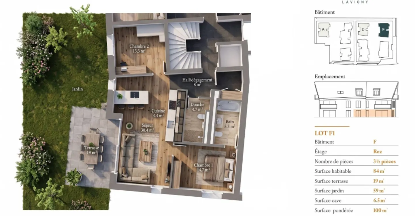 3.5-room apartment with terrace and garden - Photo 8 of 10