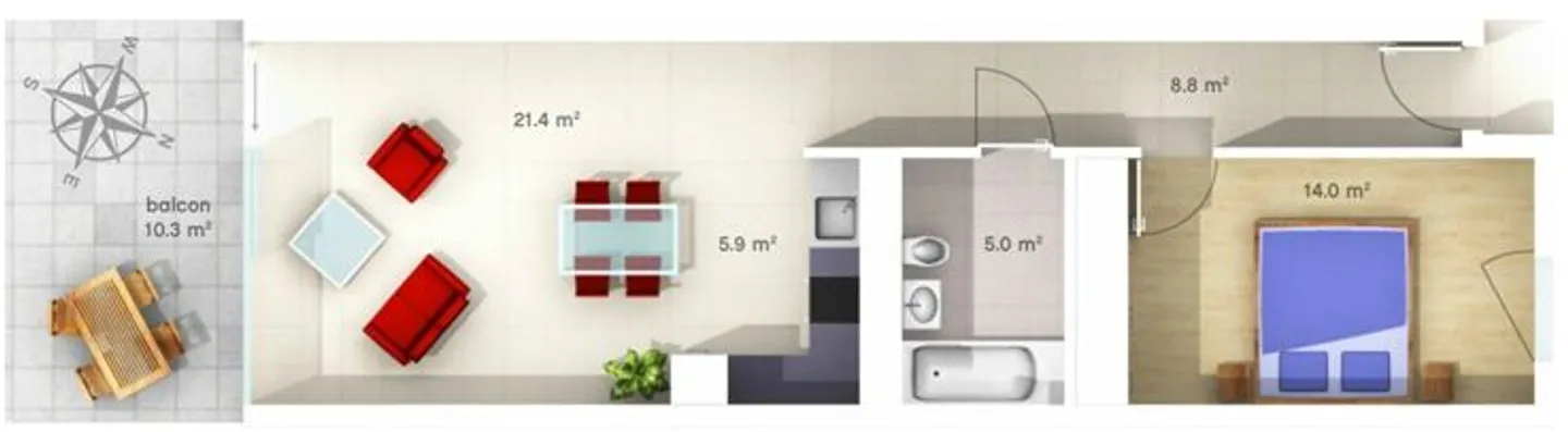 Appartement moderne 2.5 pièces - Photo 5 sur 5