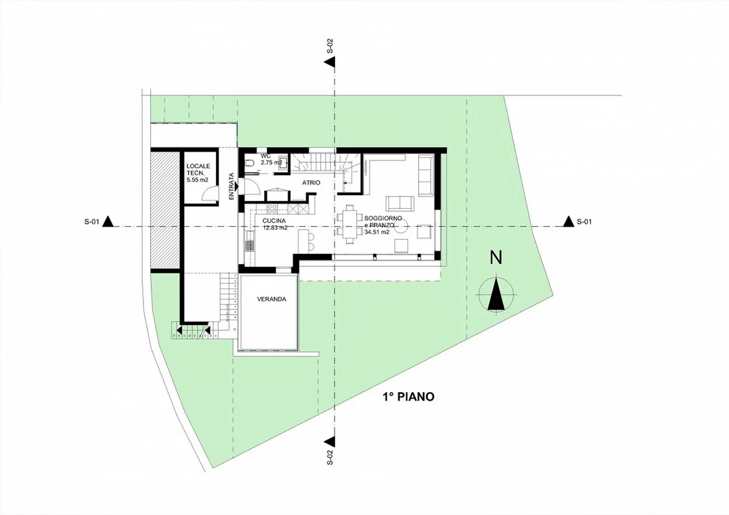 Baugrundstück mit genehmigtem Projekt für ein vorgefertigtes Holzhaus in Gnosca - Foto 3 von 7