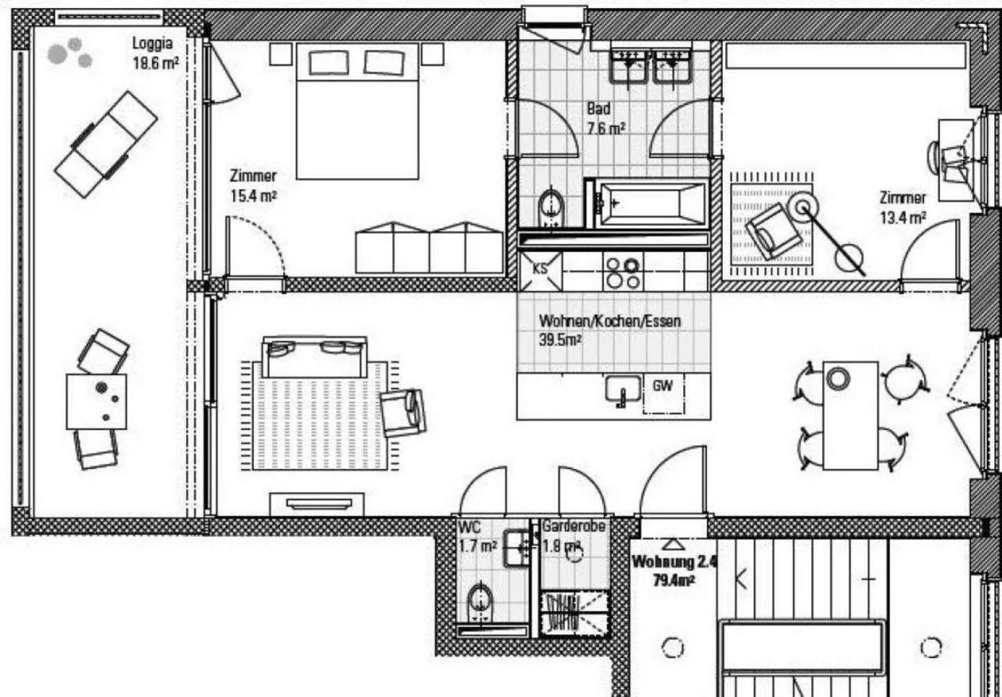 Accès direct à la verdure - Appartement moderne de 3,5 pièces en rez-de-chaussée - Photo 15 sur 16