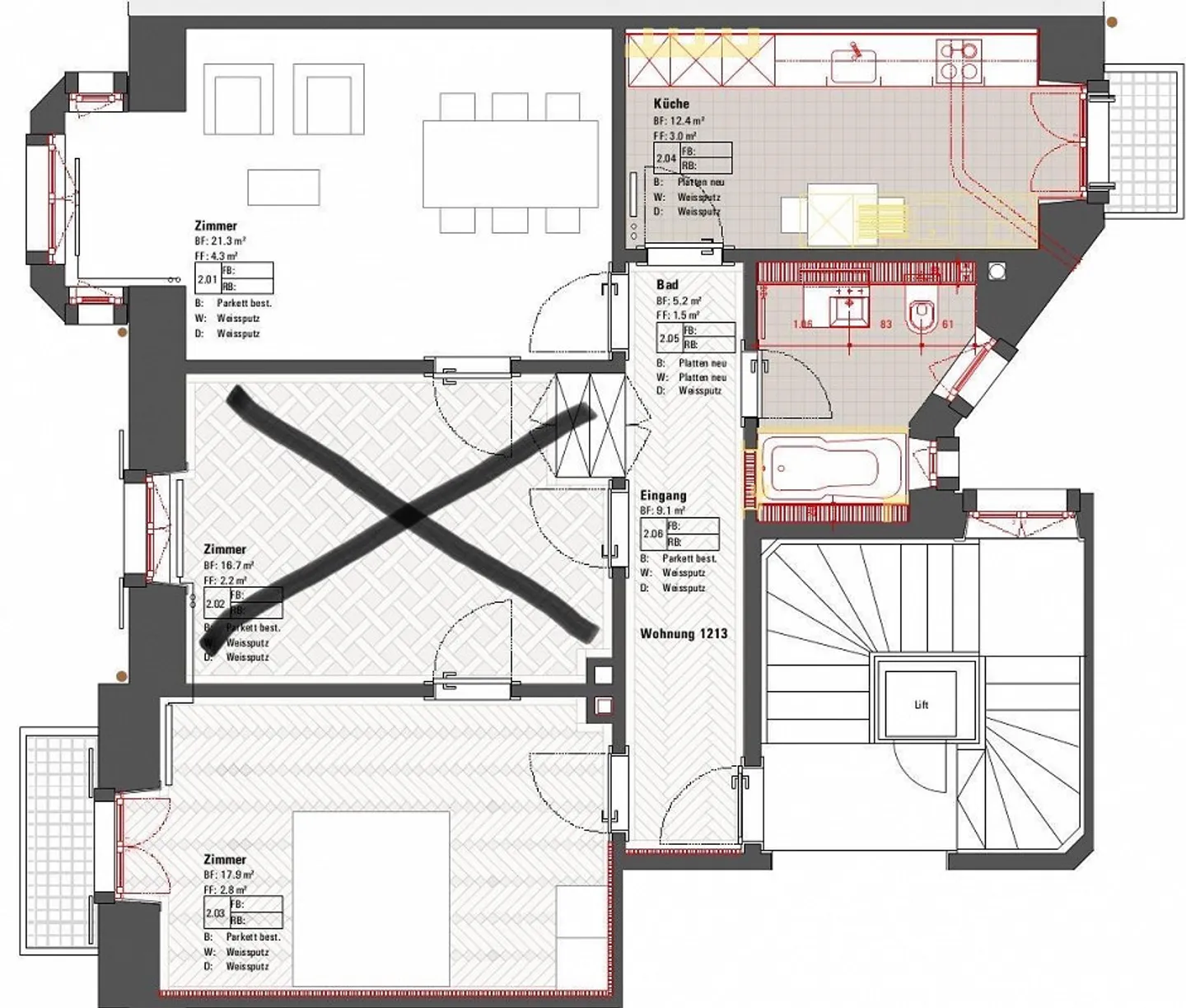Appartement en attique ensoleillé de 2,5 pièces avec vue sur le Pilatus et 2 balcons - Photo 9 sur 9