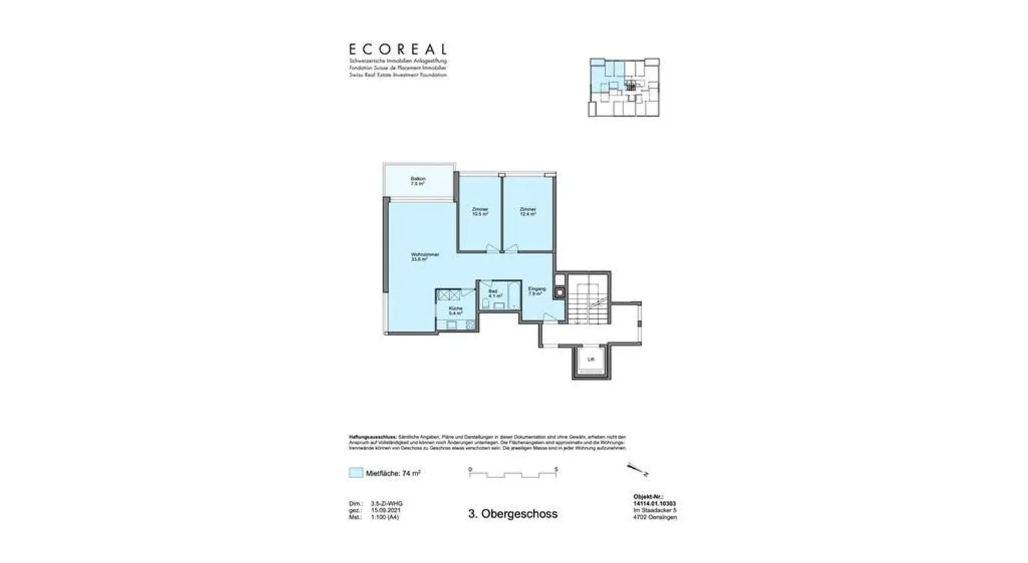 Moderne 3.5-Zimmer Wohnung - Foto 9 von 9