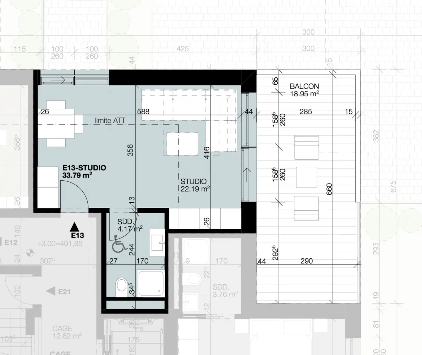 Charmantes Studio mit großem Balkon in ruhiger Lage in Plan-les-Ouates - Foto 2 von 7