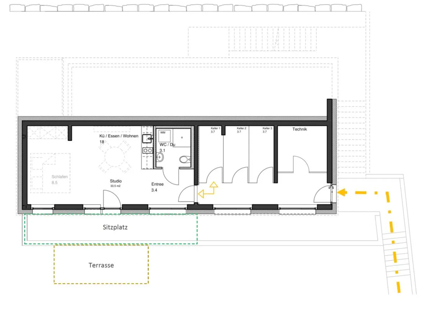 Modernes Studio mit Terrasse in Davos - Foto 8 von 9