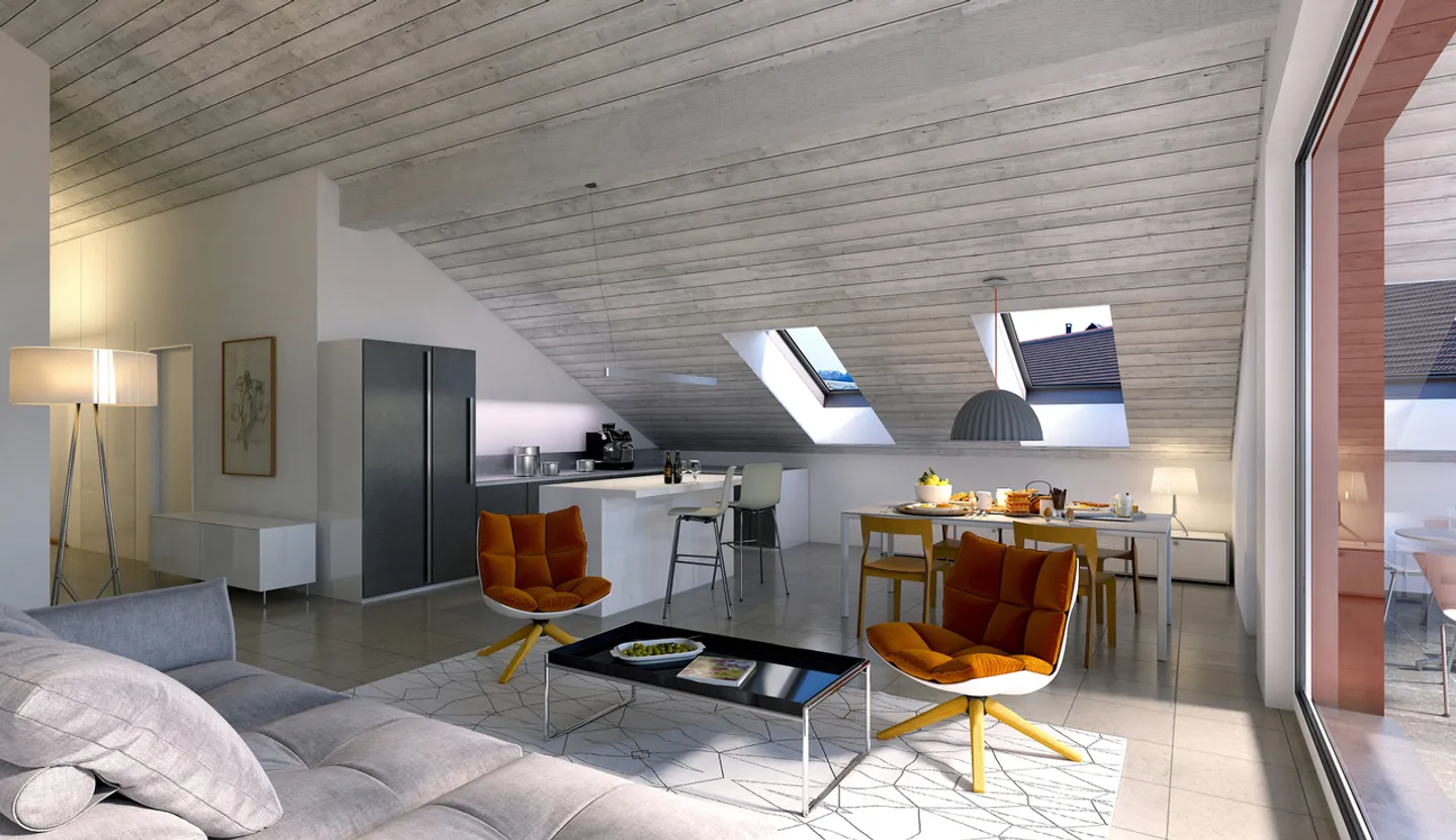 In affitto - Magnifico appartamento 4.5 stanze di nuova costruzione in mansarda con balcone - Foto 3 di 5