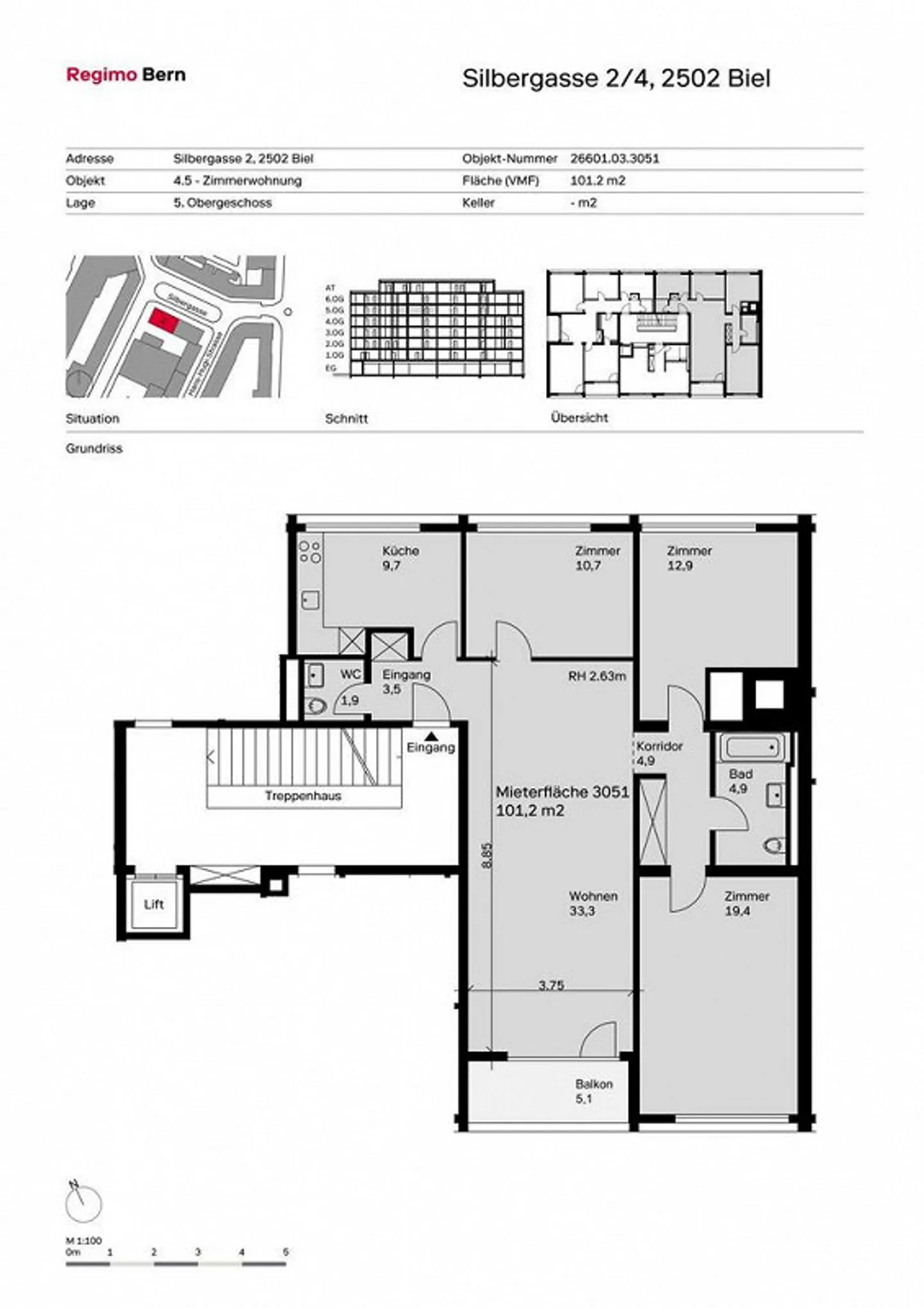 Renovierte Familienwohnung in Biel - Foto 9 von 10
