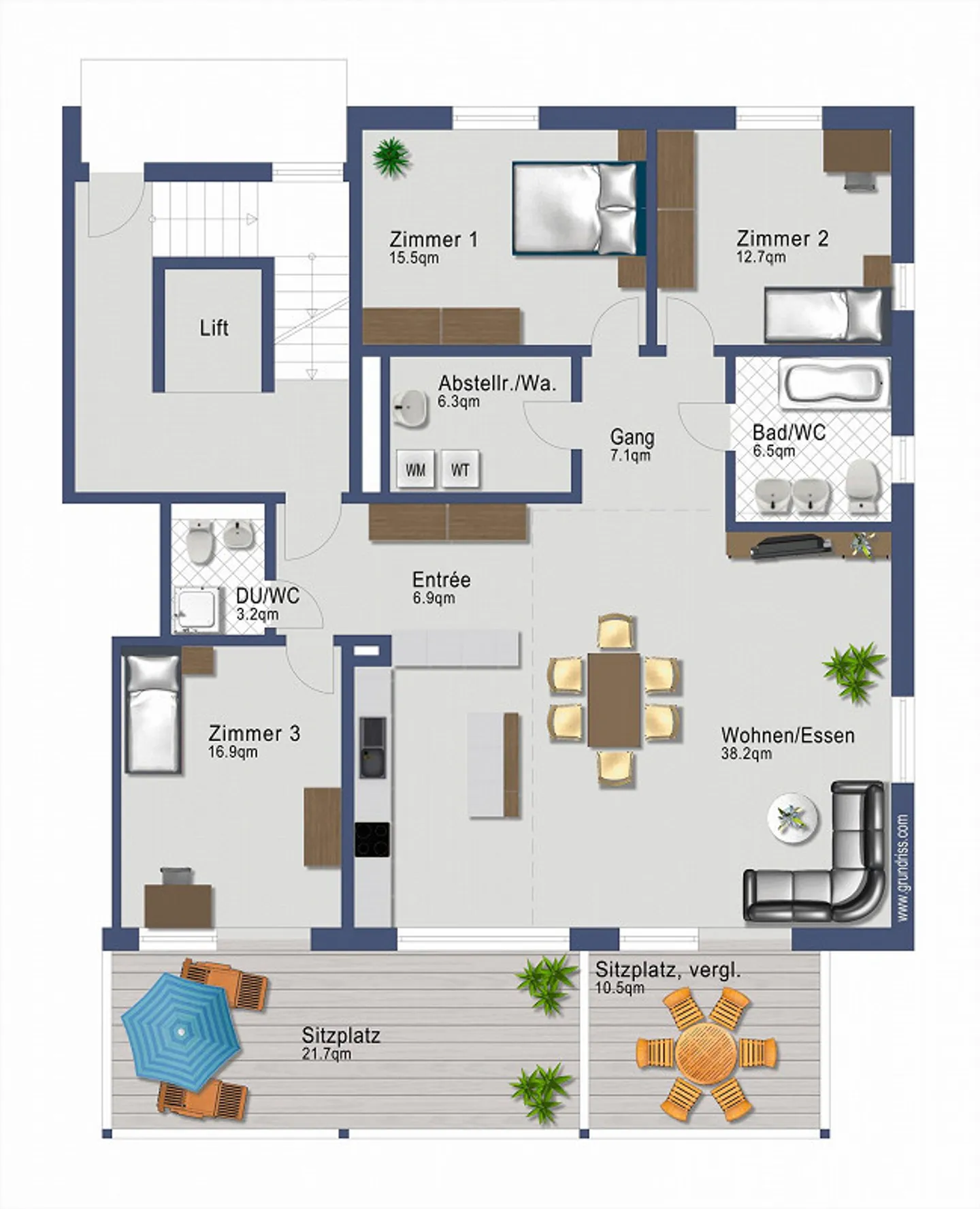 4.5-room apartment on the 1st floor with private washing tower - Photo 10 of 13