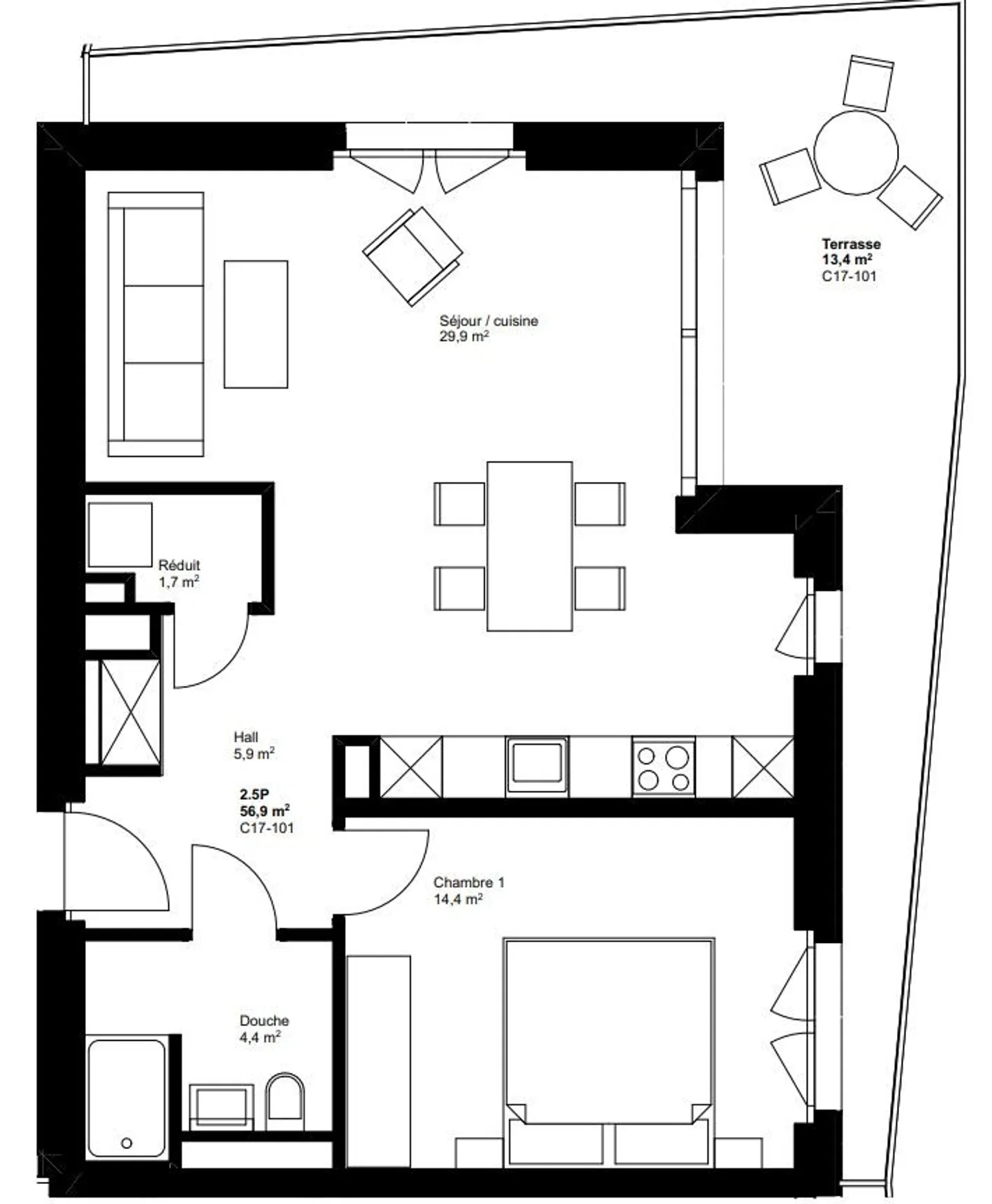 2.5 stanze nuove con balcone - C17-101 - Foto 7 di 9