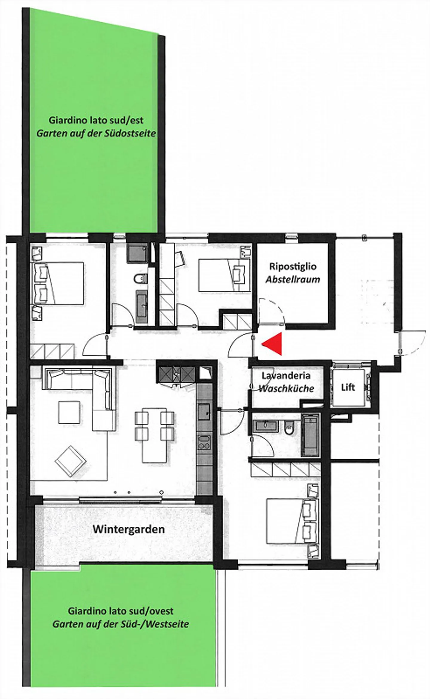 Appartement 4,5 pièces avec jardin d'hiver et jardin privé - Photo 24 sur 24