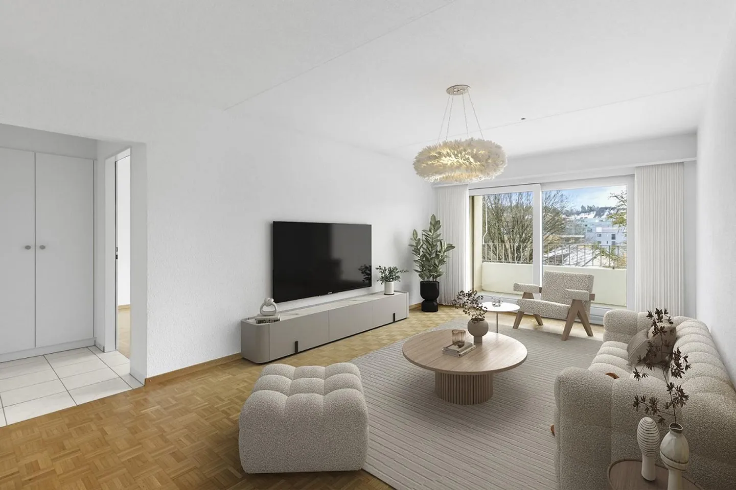 3.5-Zimmerwohnung mit sonnigem Sitzplatz und Blick ins Grüne - Foto 2 di 6