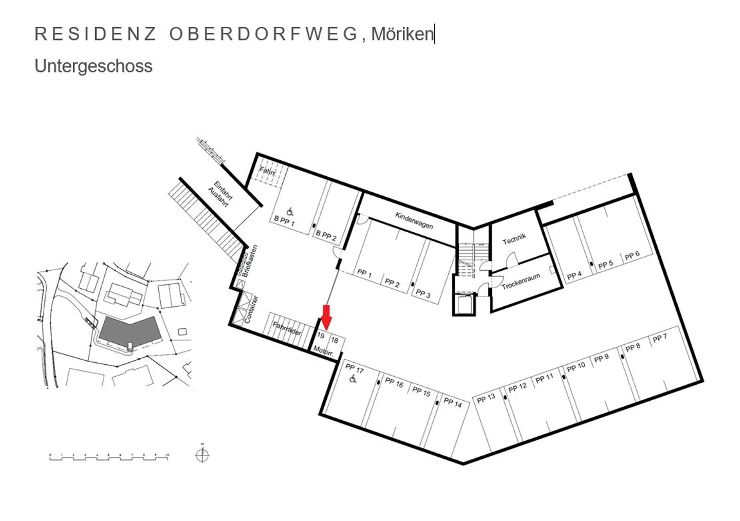 Motorrad-Tiefgaragenplatz Nr. 19 - Foto 1 von 1