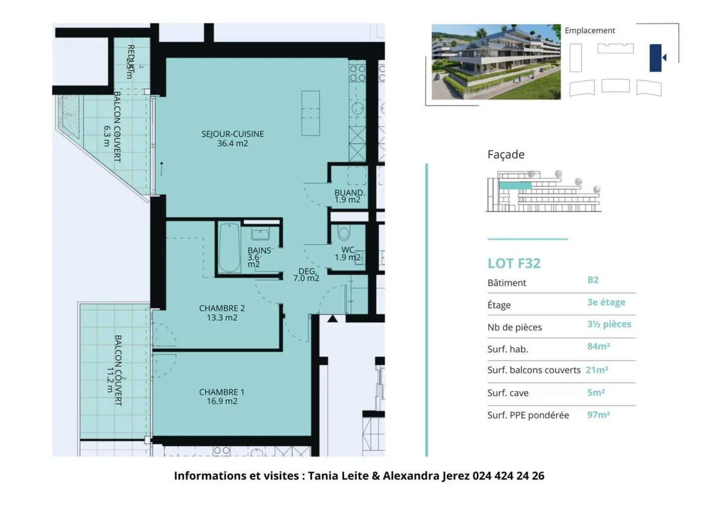 The Opal Bay, nearly new 3.5-room apartment with 2 covered balconies - Photo 13 of 13