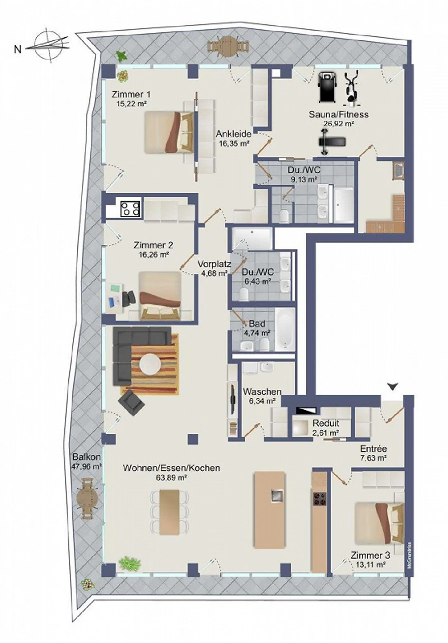 Living at 104 meters in the fourth highest apartment in Switzerland, 5.5 room apartment Dübendorf - Photo 30 of 30