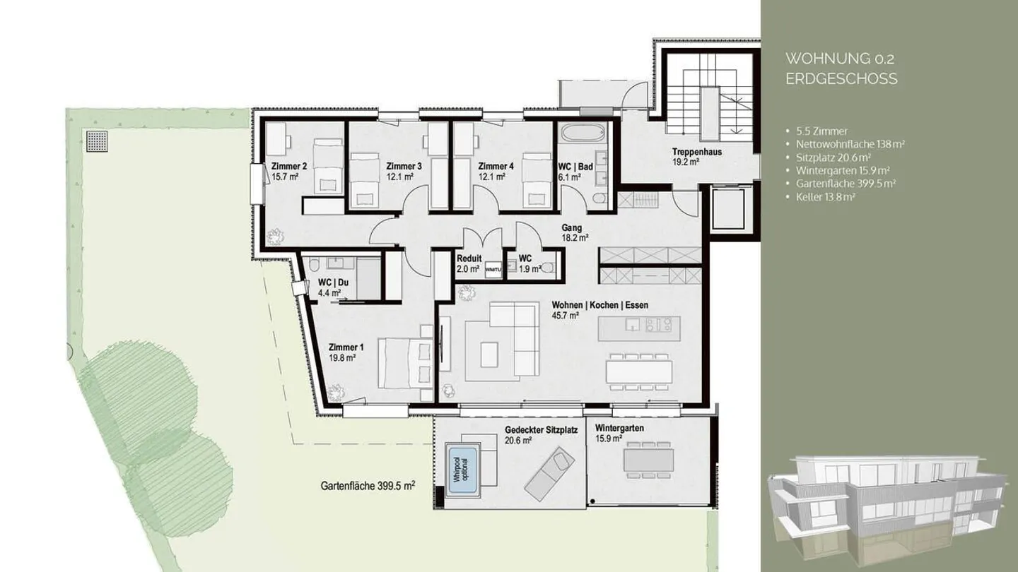 Jardin Paradisiaque Exclusif à Bottmingen - Appartement de 5,5 pièces avec tout le confort ! - Photo 9 sur 11