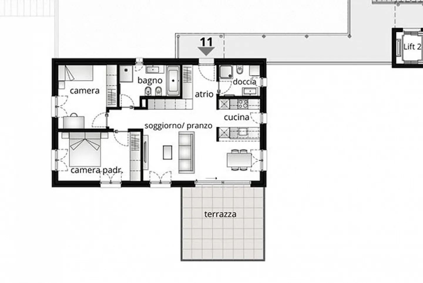 Moderne 3.5-Zimmer-Dachwohnung in neuer Residenz in Mendrisio - Foto 9 von 11