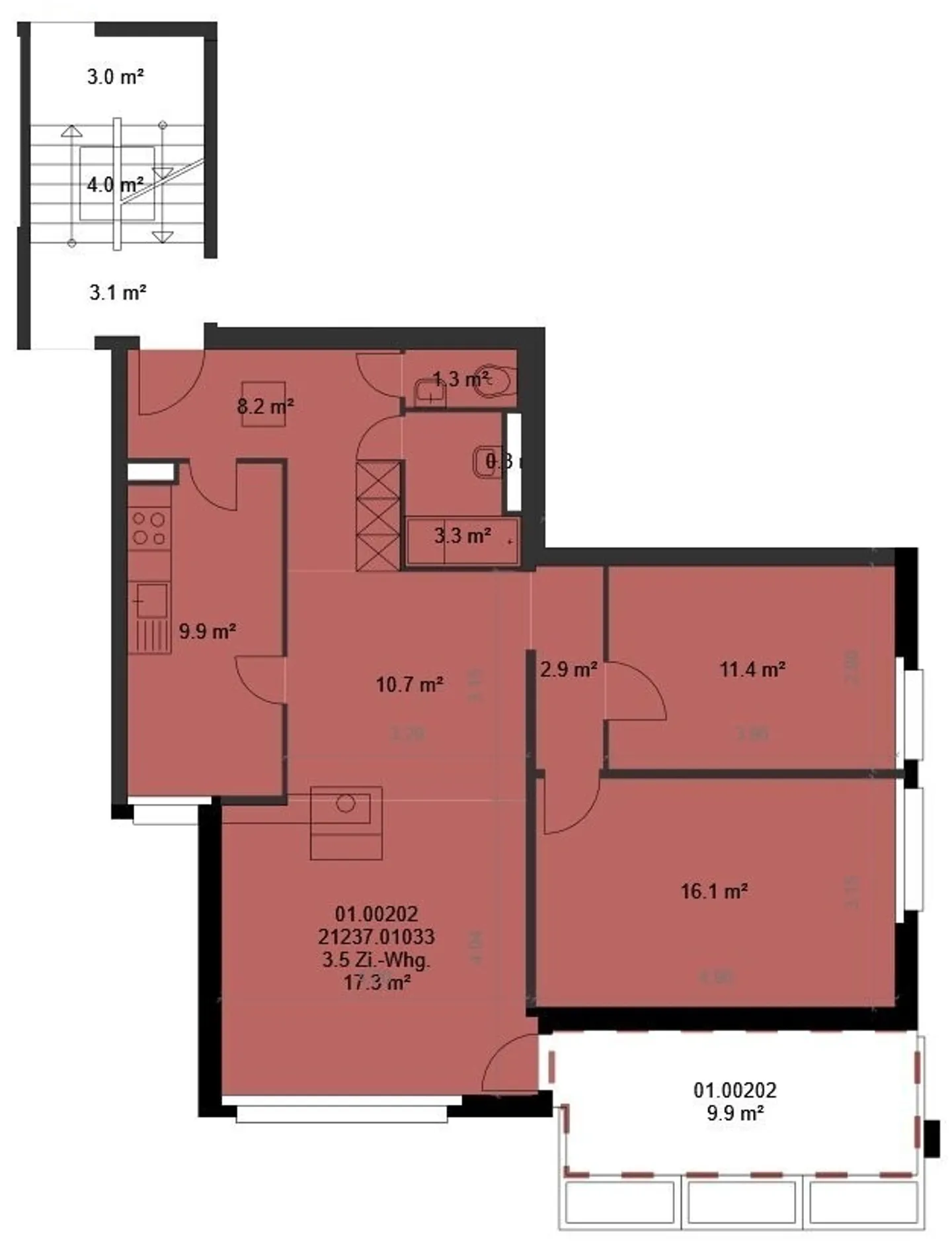 Moderno appartamento 3.5 locali di 81 m² al 2° piano con camino - Foto 9 di 9
