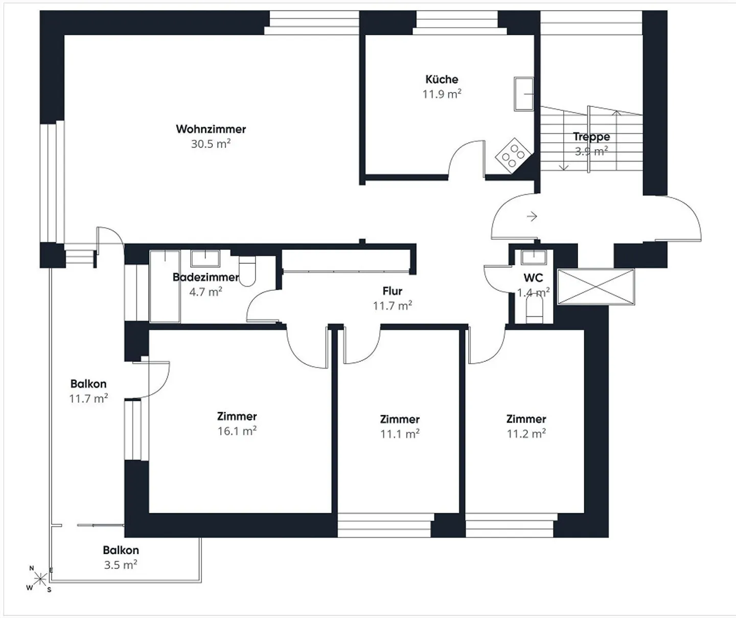 Appartement 4.5 pièces avec balcon, garage et ascenseur dans un emplacement calme - Photo 9 sur 9