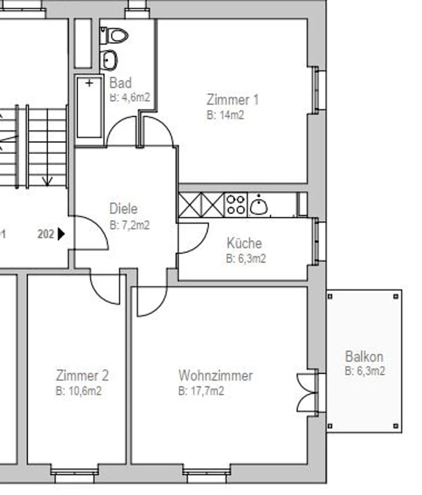 Gemütliche Wohnung mit Balkon - Foto 6 von 6