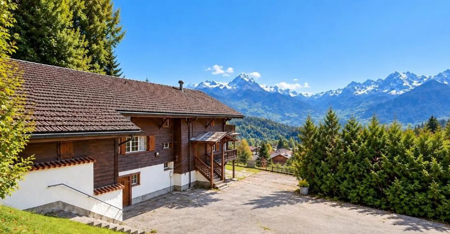 Grande chalet di carattere da ristrutturare a Villars-sur-Ollon, vista magnifica - Foto 1 di 13