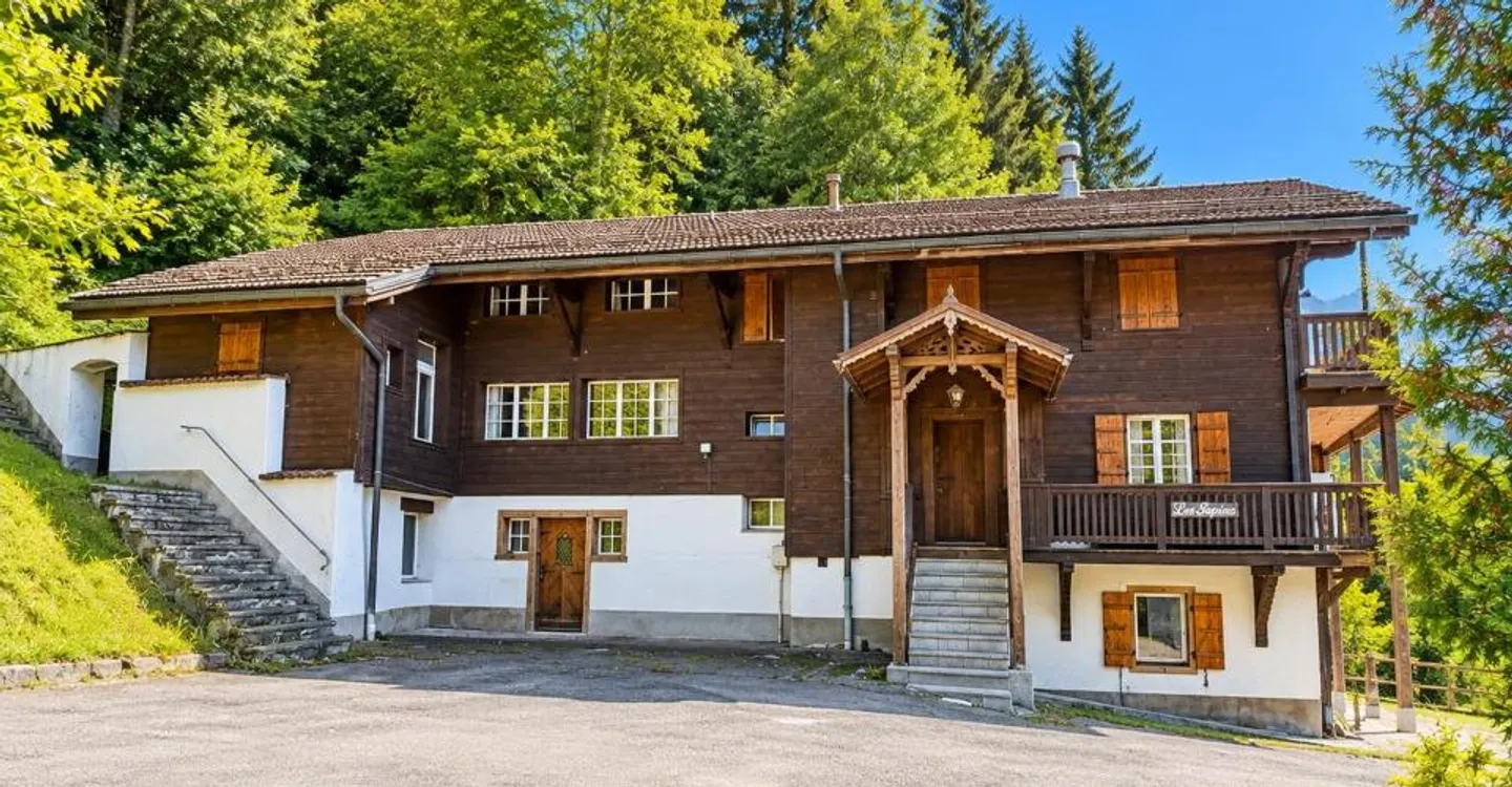Grande chalet di carattere da ristrutturare a Villars-sur-Ollon, vista magnifica - Foto 3 di 13